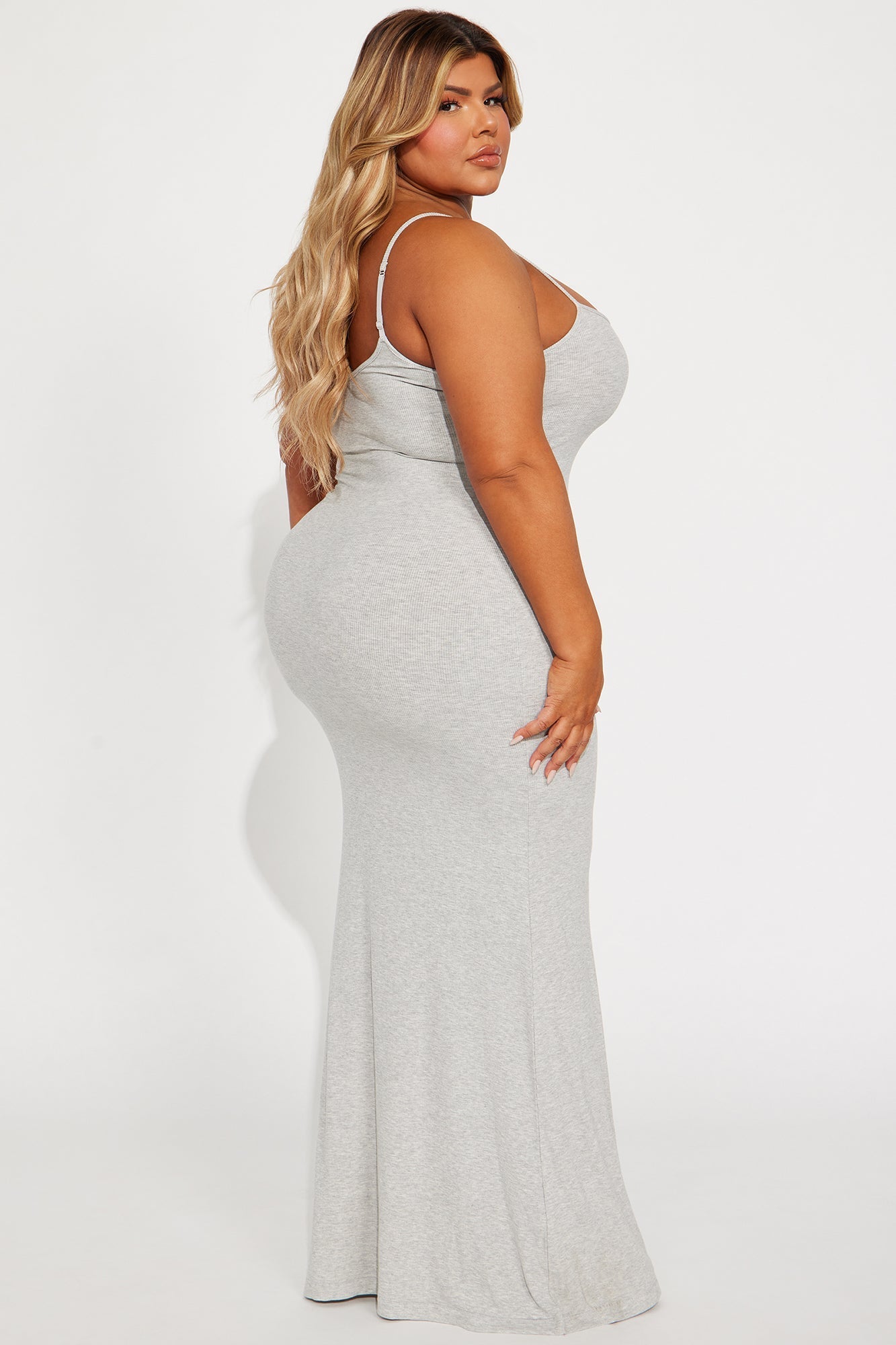 Madelyn Maxi Dress Micro Ribbed - Grey Mélange