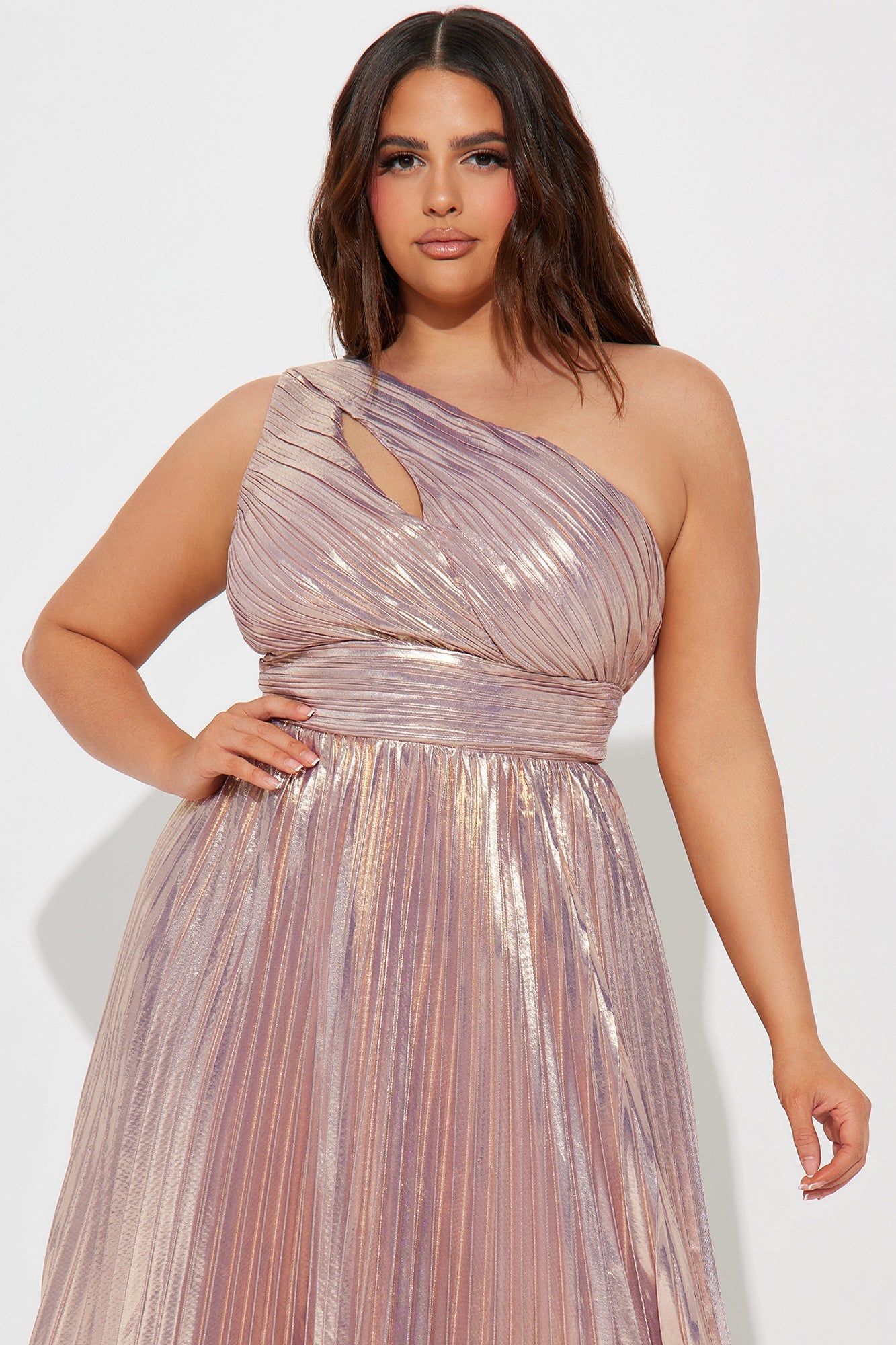 Serena Metallic Pleated Maxi Dress - Lavender