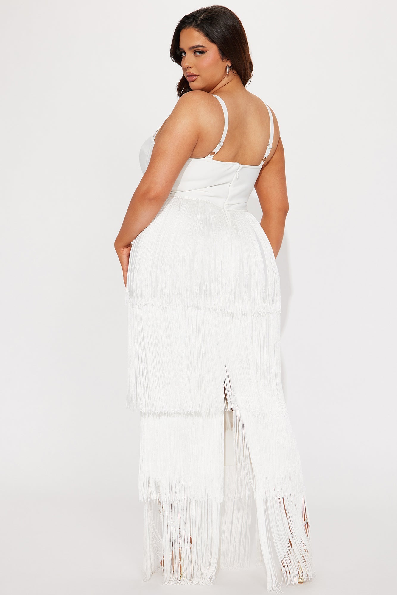 Faye Fringe Bandage Maxi Dress - White