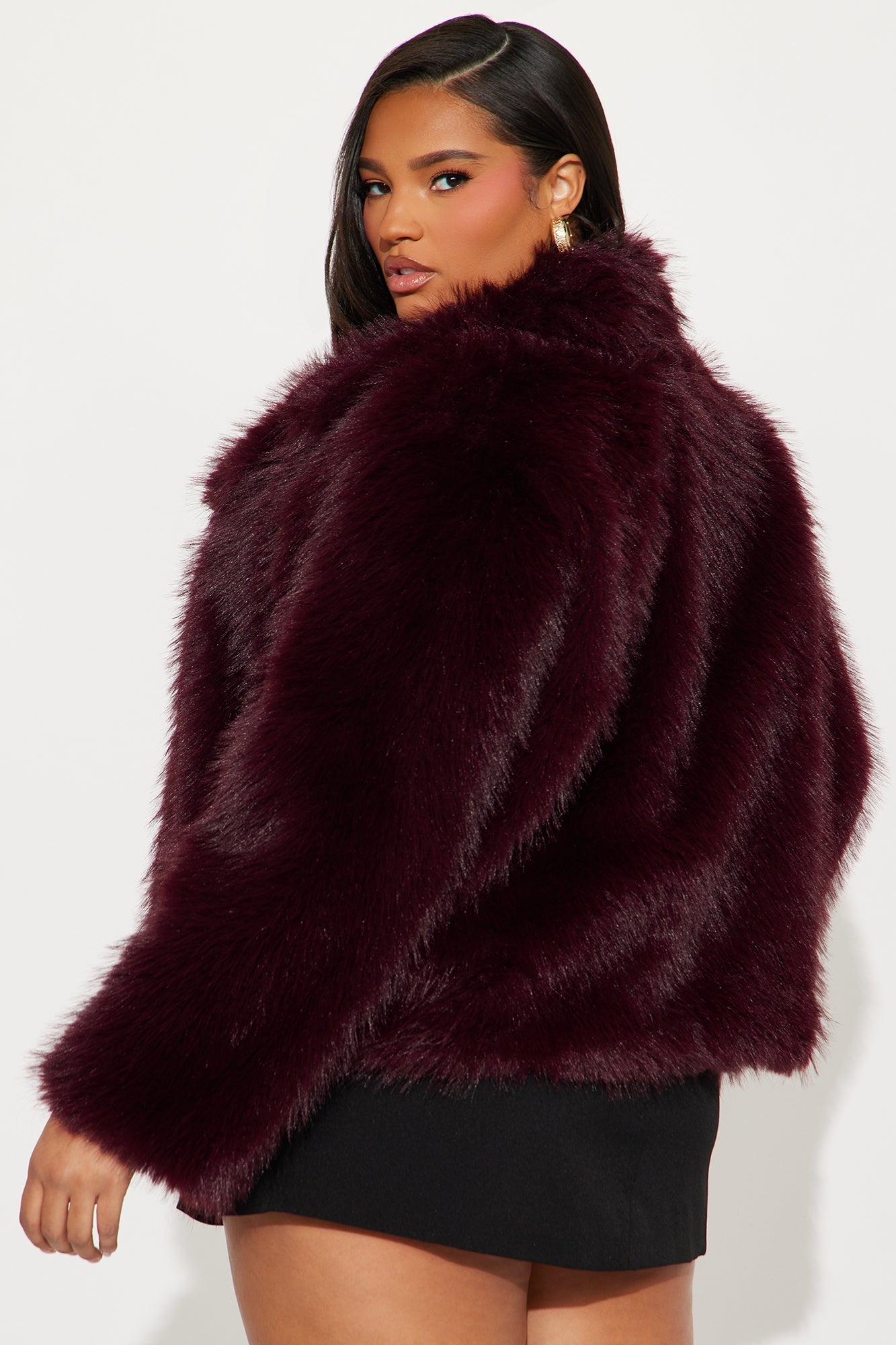 Kennedy Faux Fur Coat - Dark Red