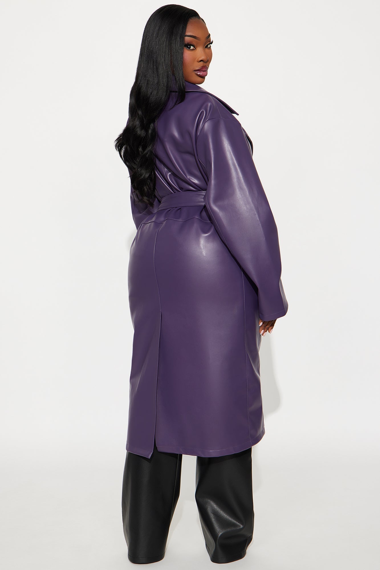 Undercover Lover Faux Leather Coat - Plum