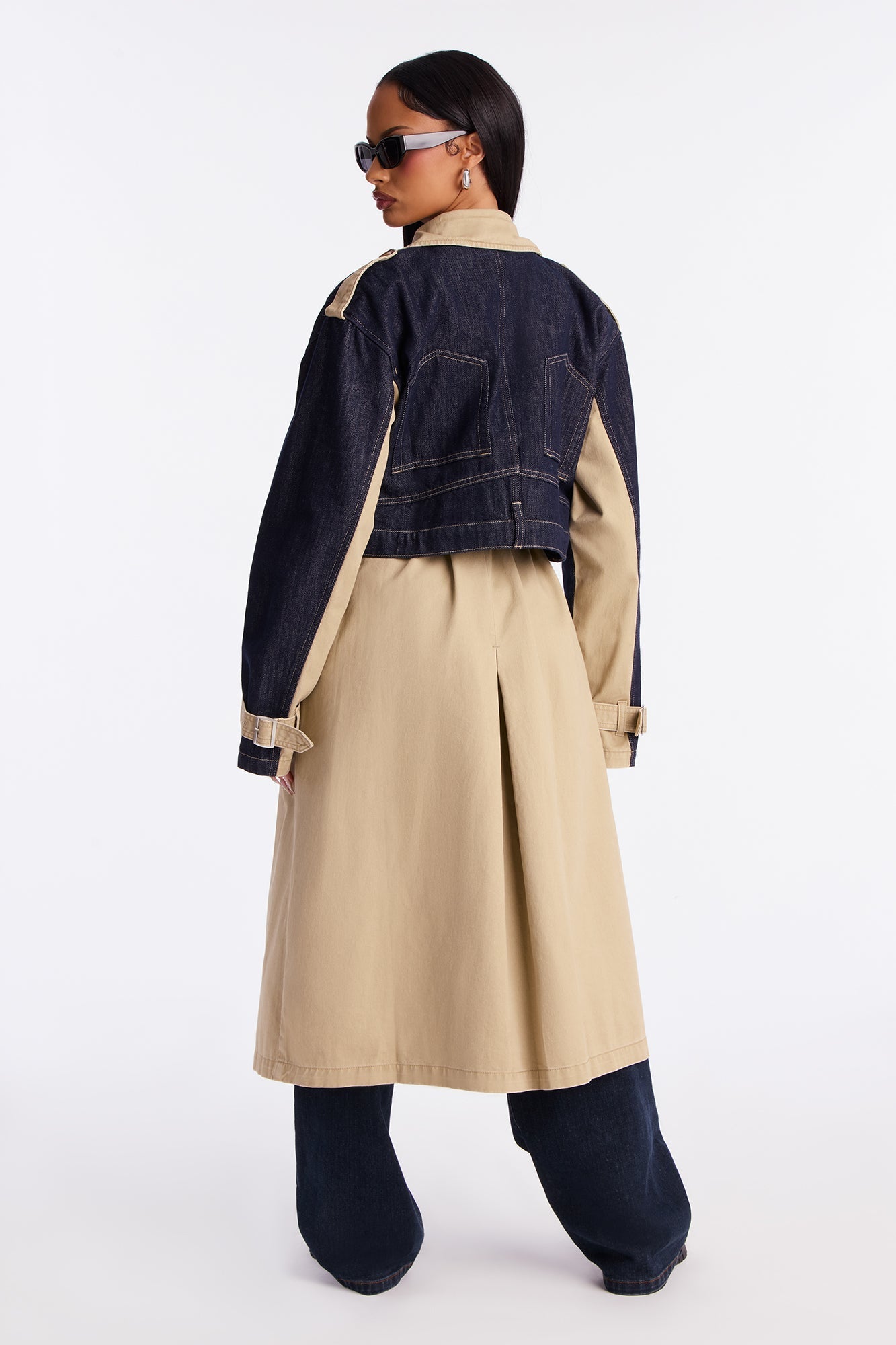 Denim Trench Coat - Dark Wash