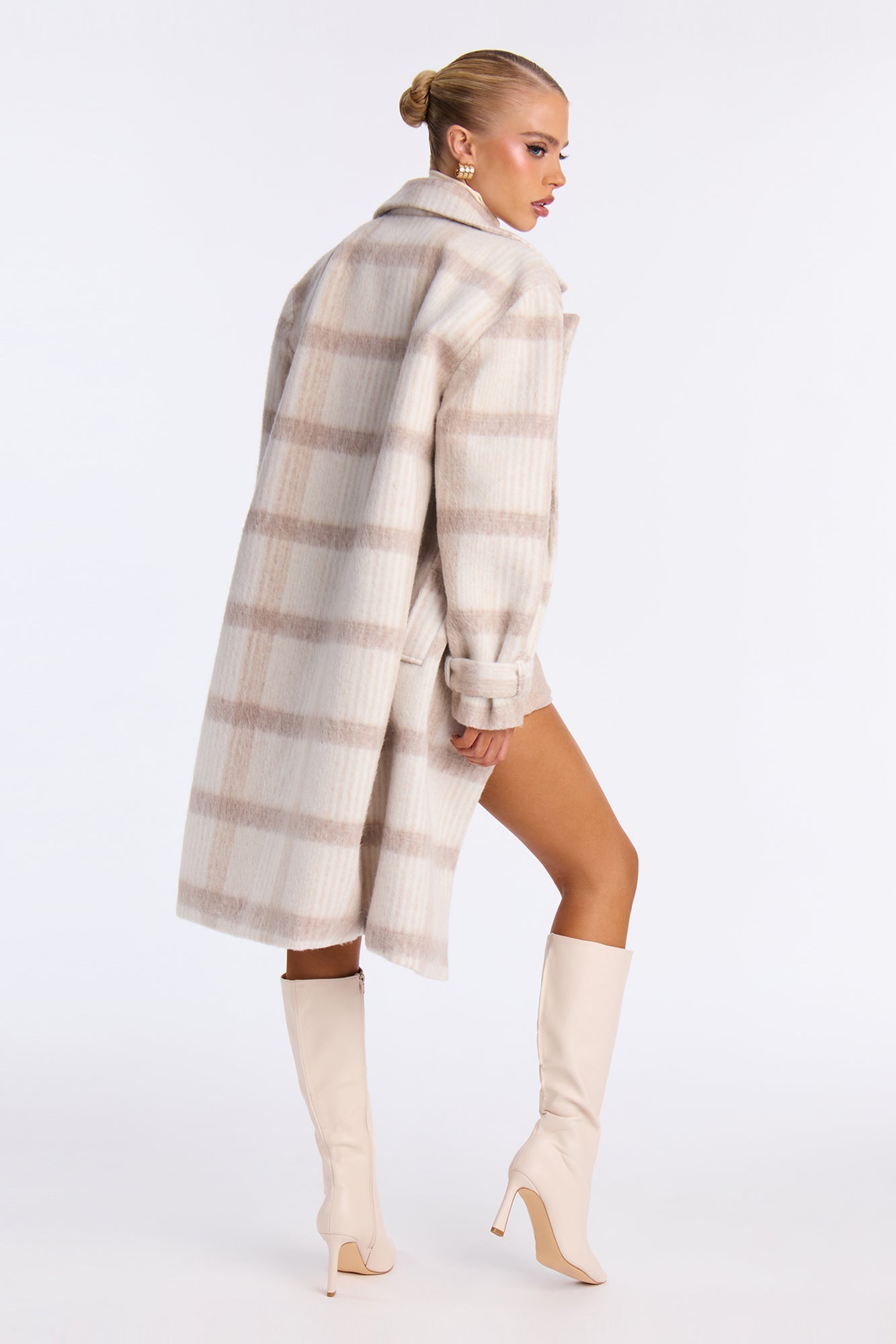 Chic Plaid Coat Persuasion - Taupe/combo