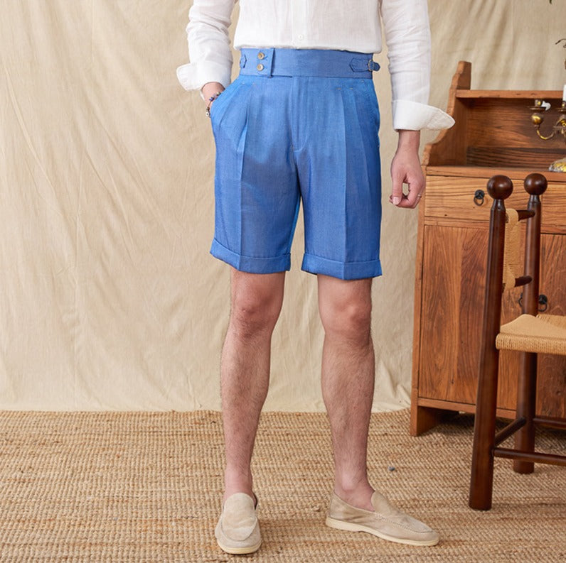 Pleated Cotton Blend Bermudas St. Barts