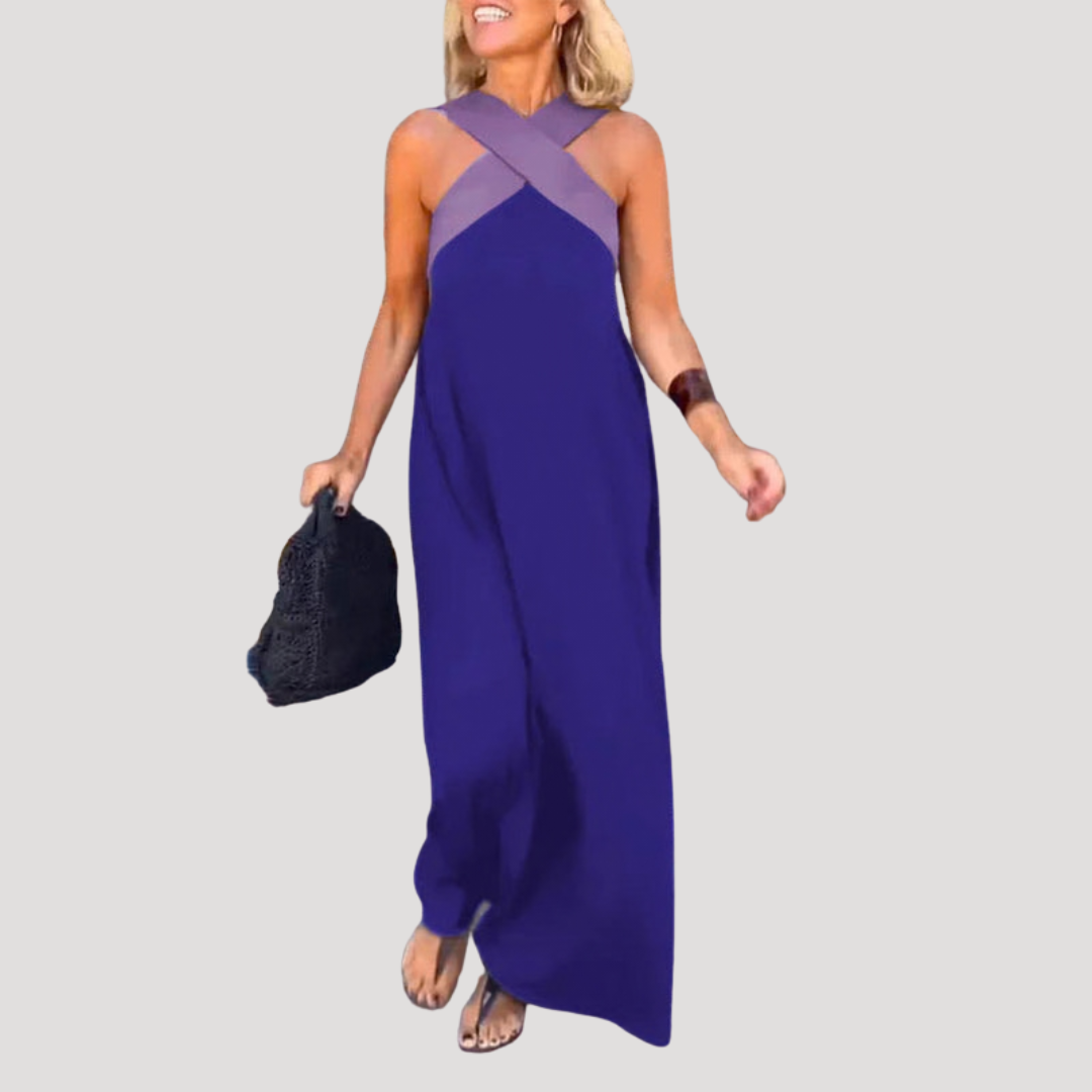Cross-Over Halter Neck Maxi Dress