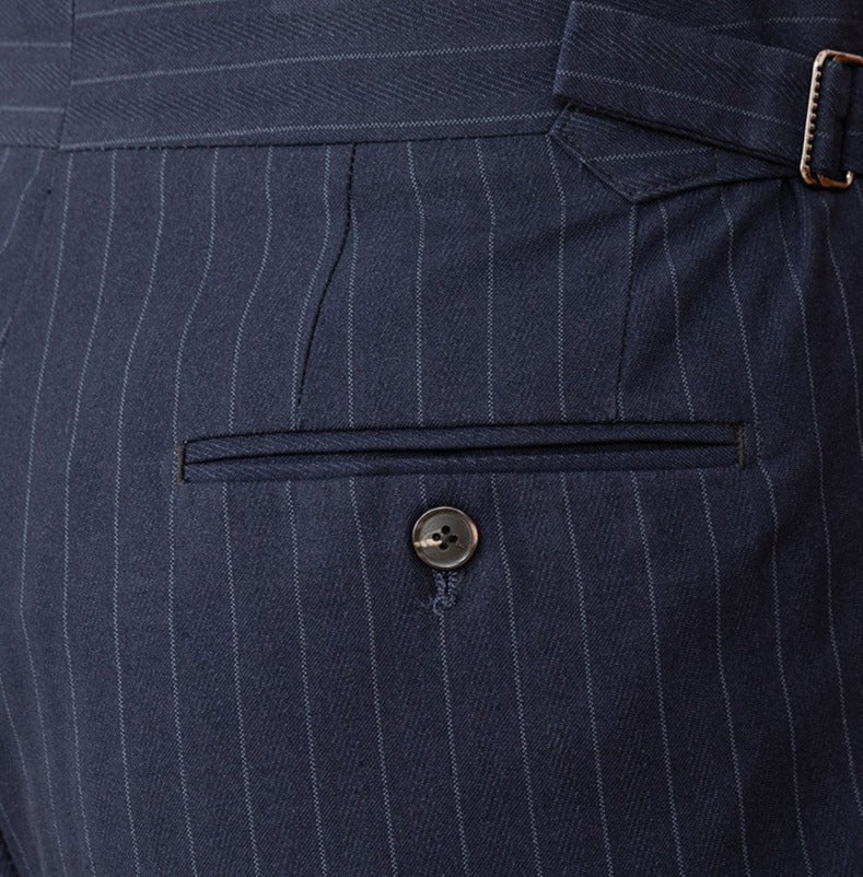 Wall Street Double Pleat Vertical Stripe Trousers