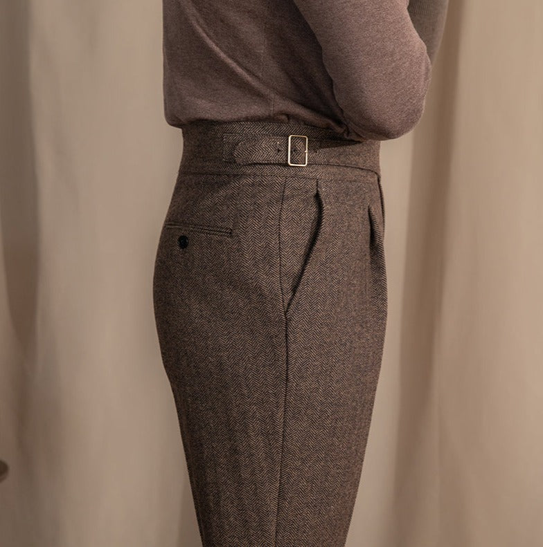 Gurkha Pleated Trousers in Modena Wool Blend