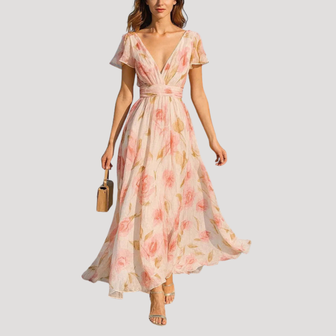 Women's Elegant Floral Maxi Dress for Wedding Guests – Karine Boutique