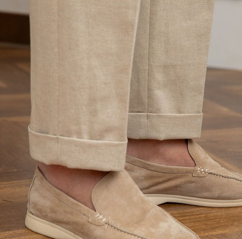 Double pleat trousers in Casino Royale linen blend