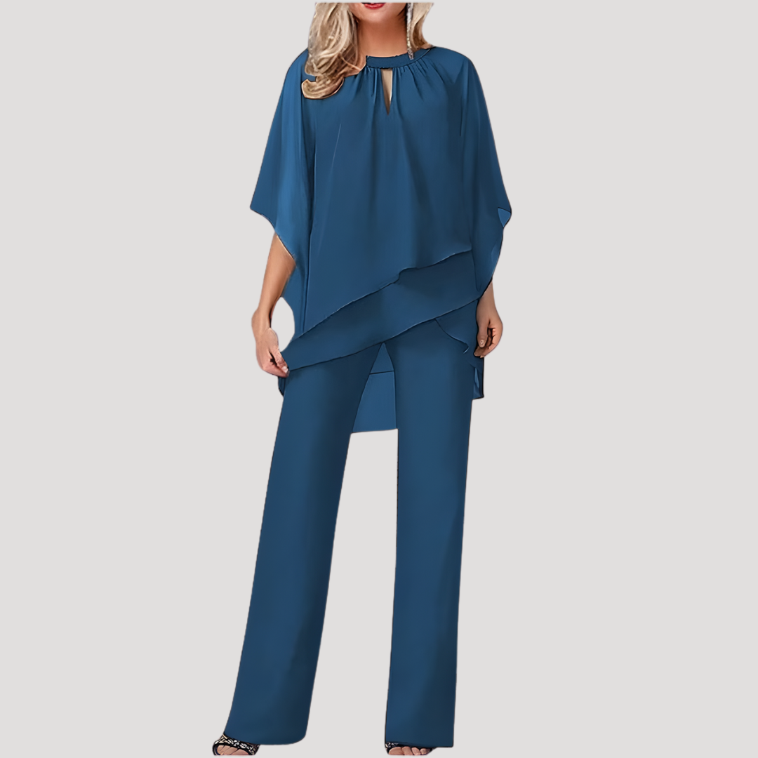 Women’s Elegant Chiffon Co-ord Trouser Suit – Two-Piece Set
