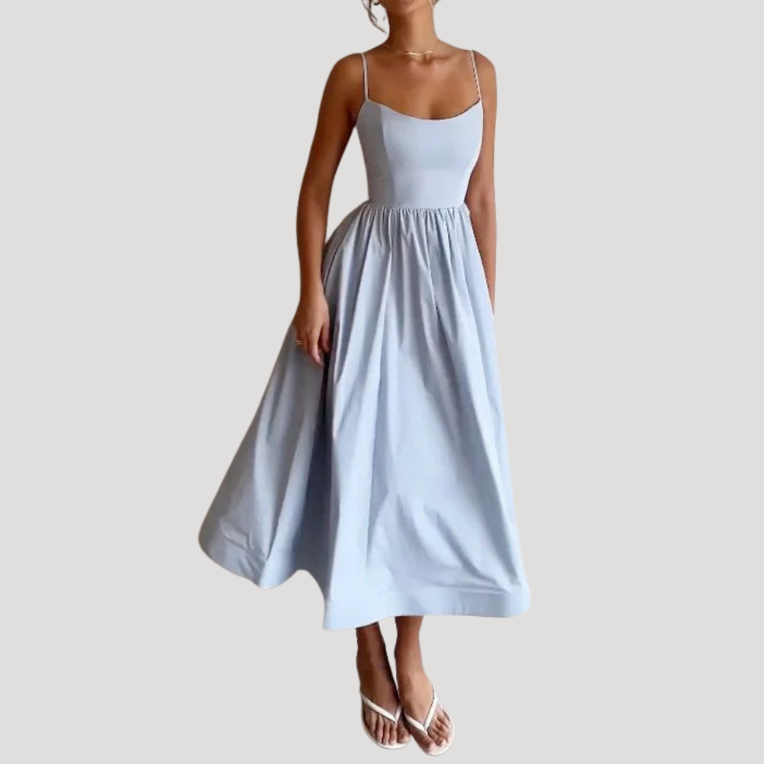 Elegant Spaghetti Strap Midi Dress for Holidays