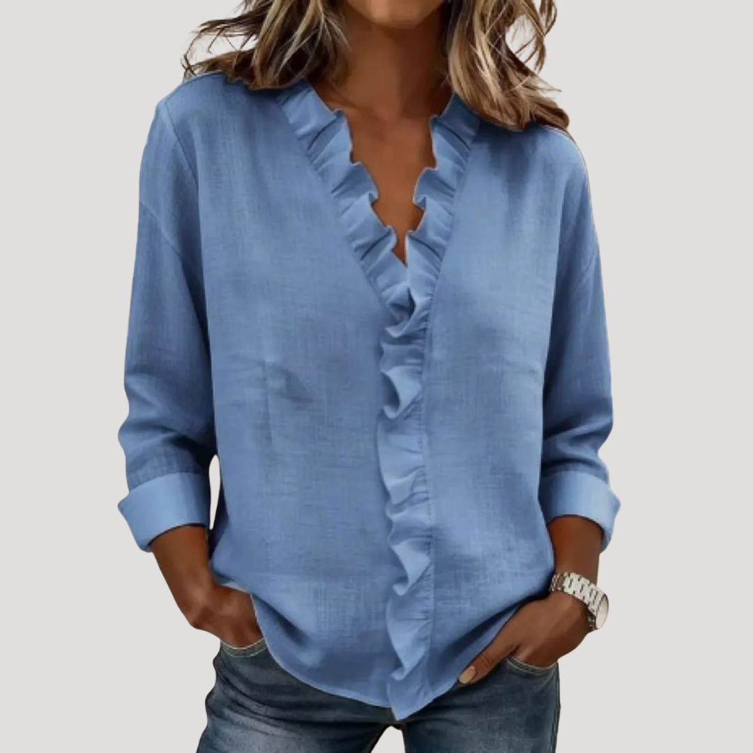 Women’s Elegant Long Sleeve Ruffle Blouse