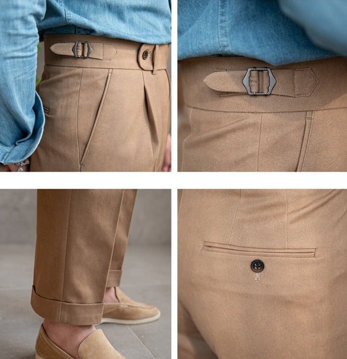 Straight Cotton Canvas Trousers Riviera