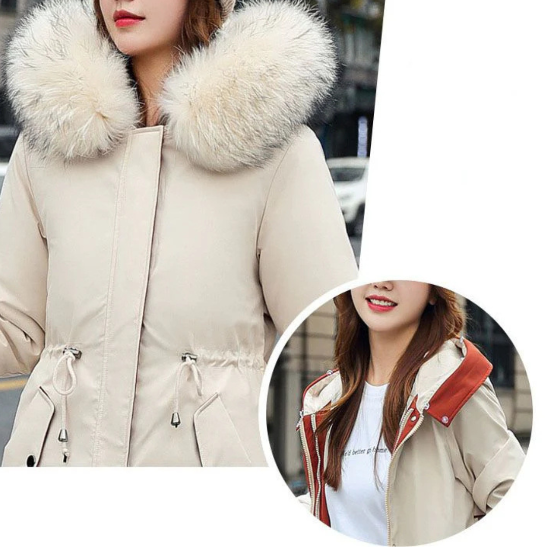 Fionna – Women's Winter Coat with Hood and Soft Faux Fur Collar