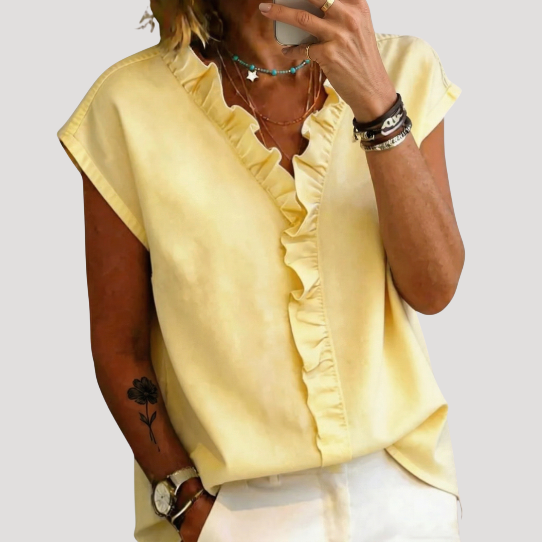 Women’s Elegant Sleeveless Ruffle Blouse