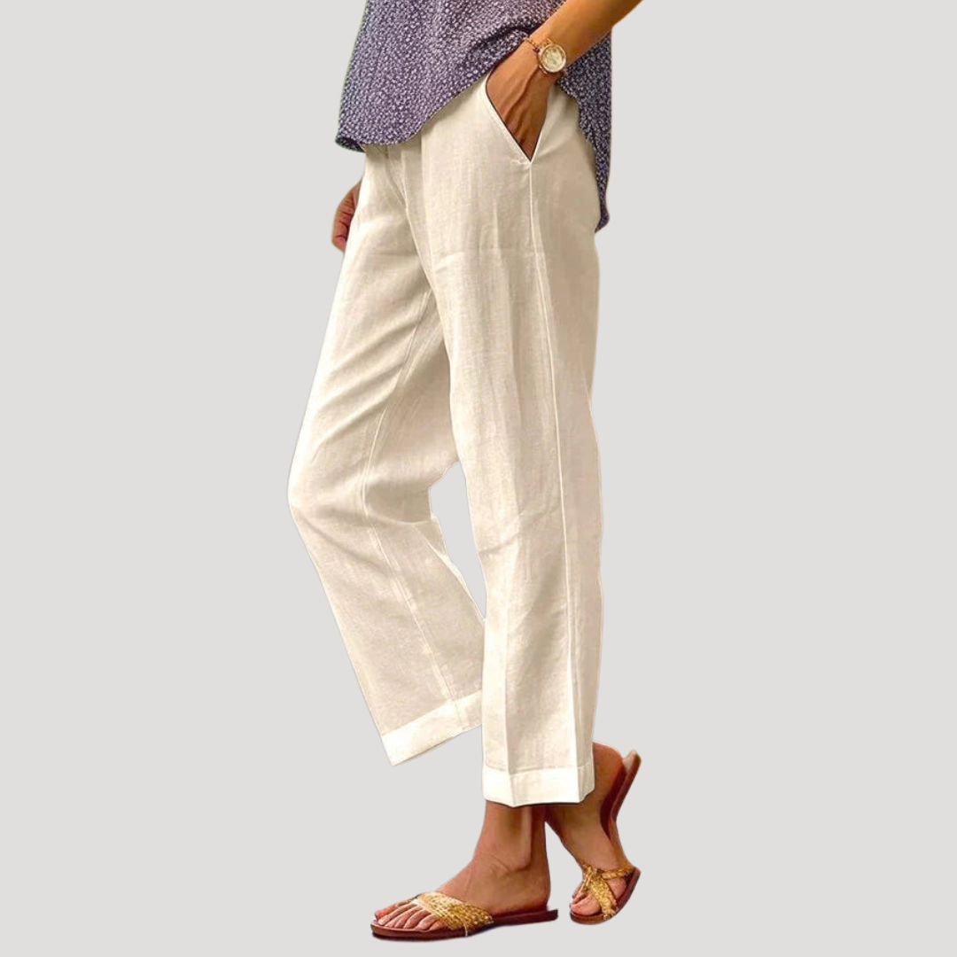 Women Linen Wide-Leg Summer Trousers