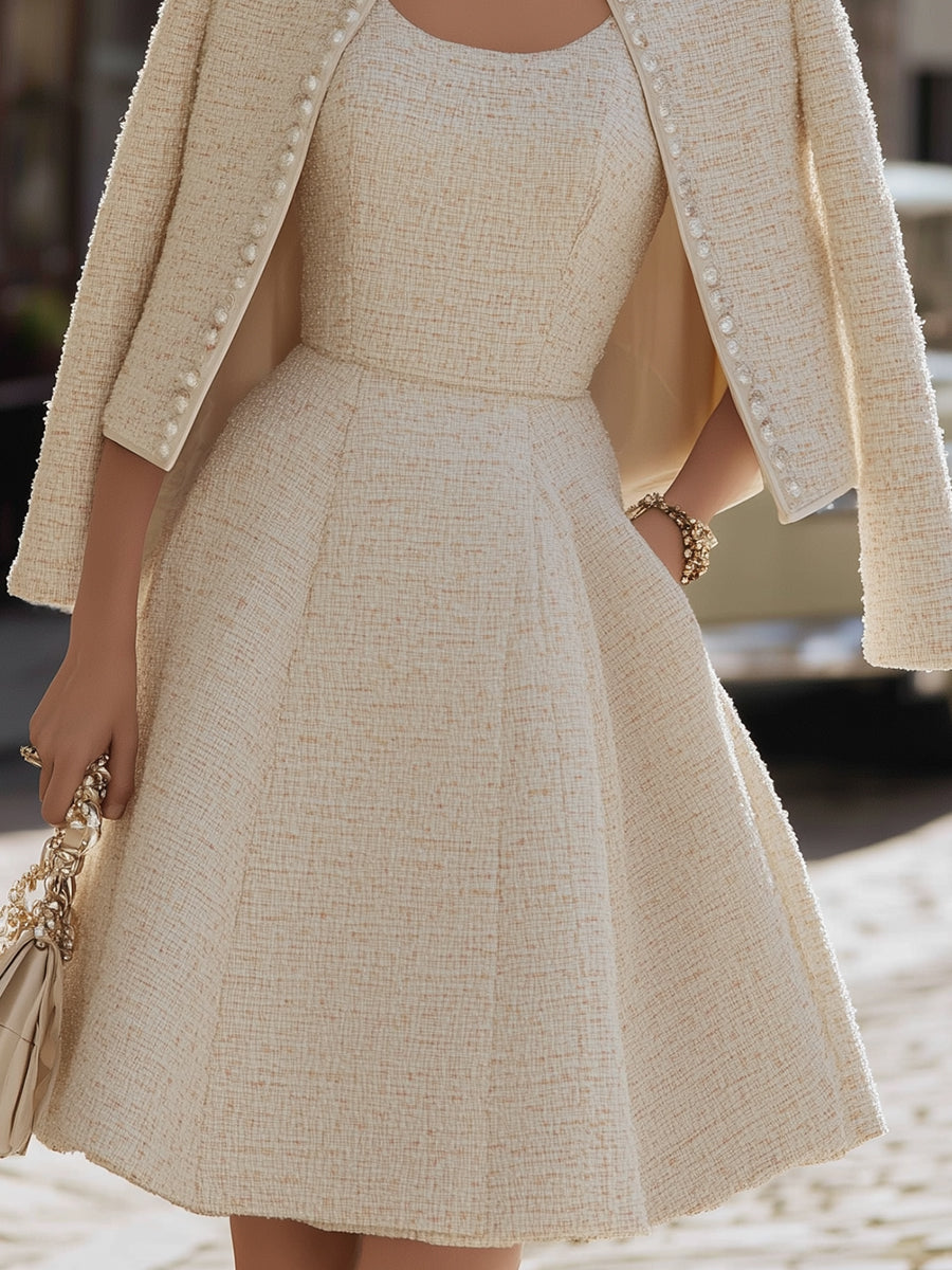 Megan - Tweed Dress and Beaded Detail Jacket Set