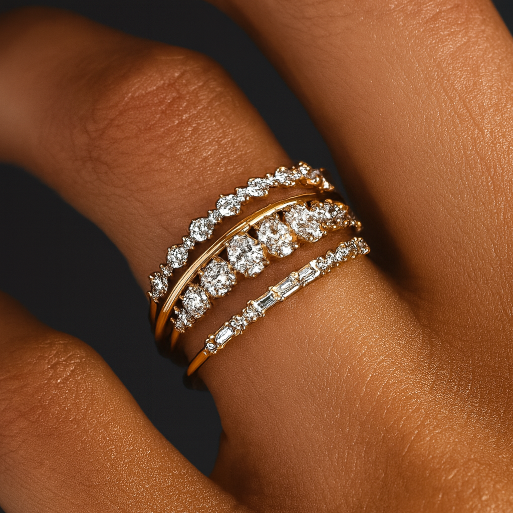 Vintage Gold Zirconia Ring Set