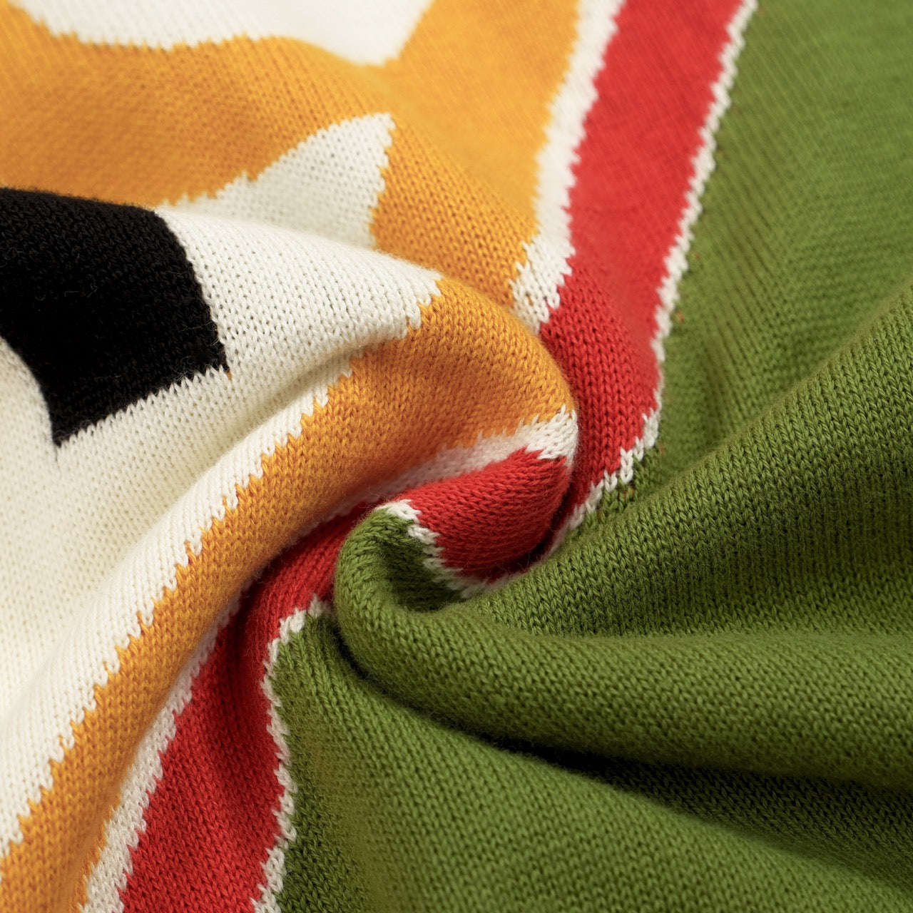 Retro Knitted Polo 1972 for Men – Vintage Graphic Top in Cream, Olive & Orange