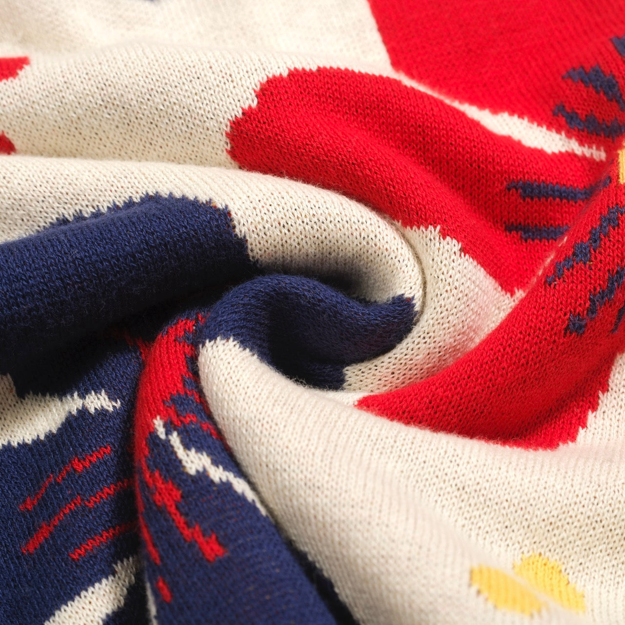 Vintage Knitted Floral Apricot Cardigan for Men