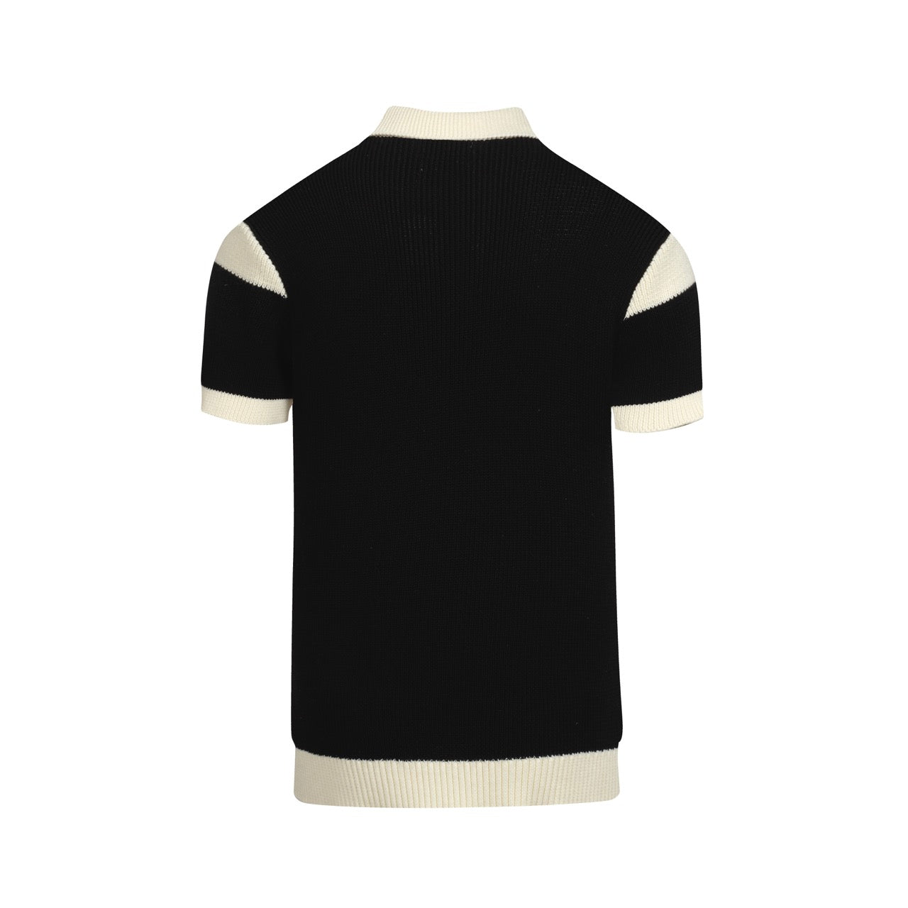 Vintage Black Graphic Knit Polo for Men