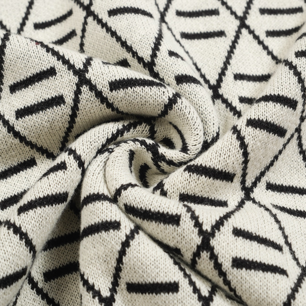 Black Jacquard Knit Polo for Men