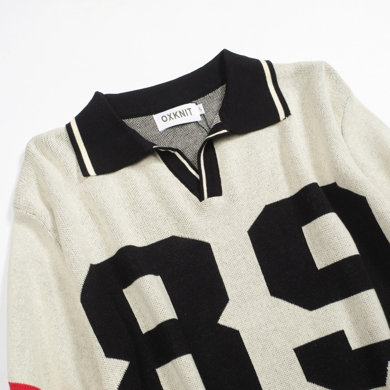 Beige Jacquard Polo for Men with "89" V Pattern