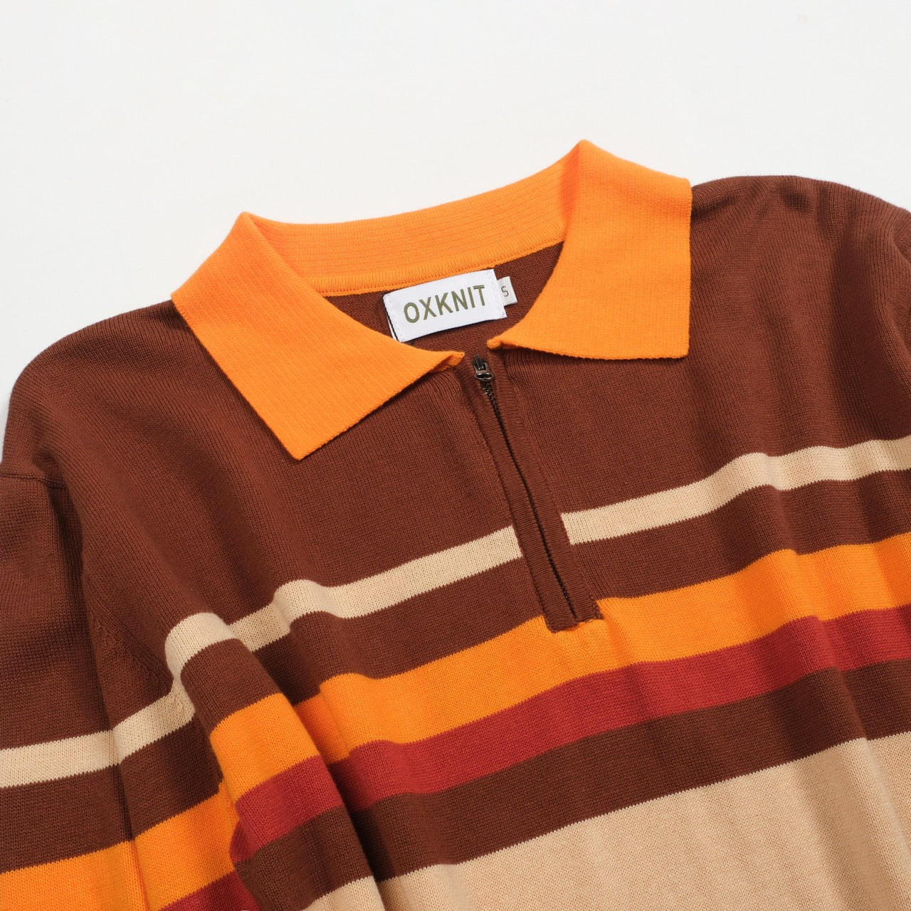 1960s Brown Striped Knitted Polo