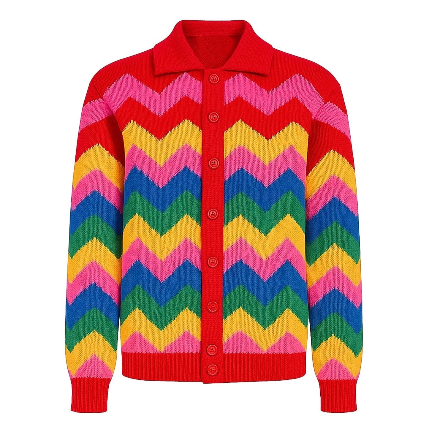 Men's Vintage Multicolour Graphic Jacquard Cardigan