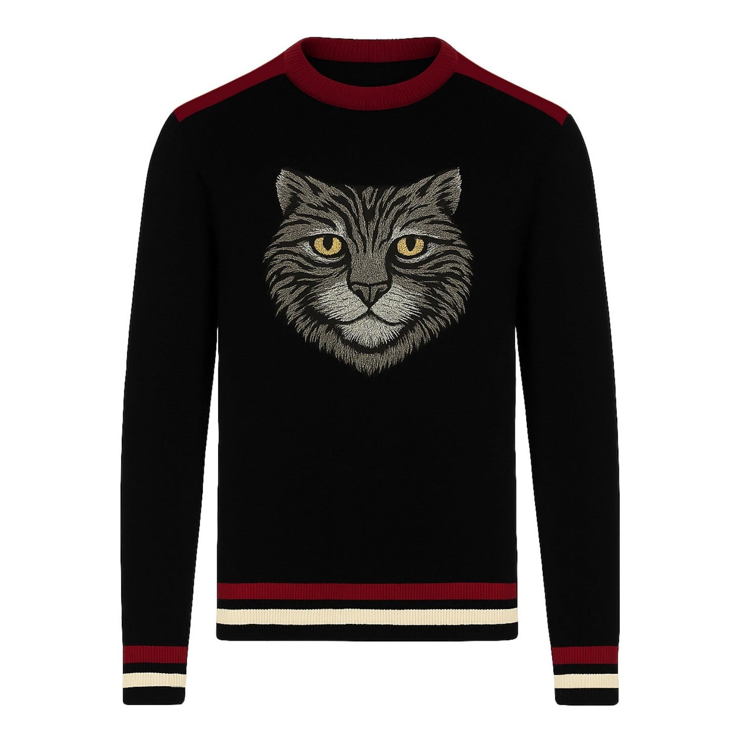 Black jacquard pullover for men