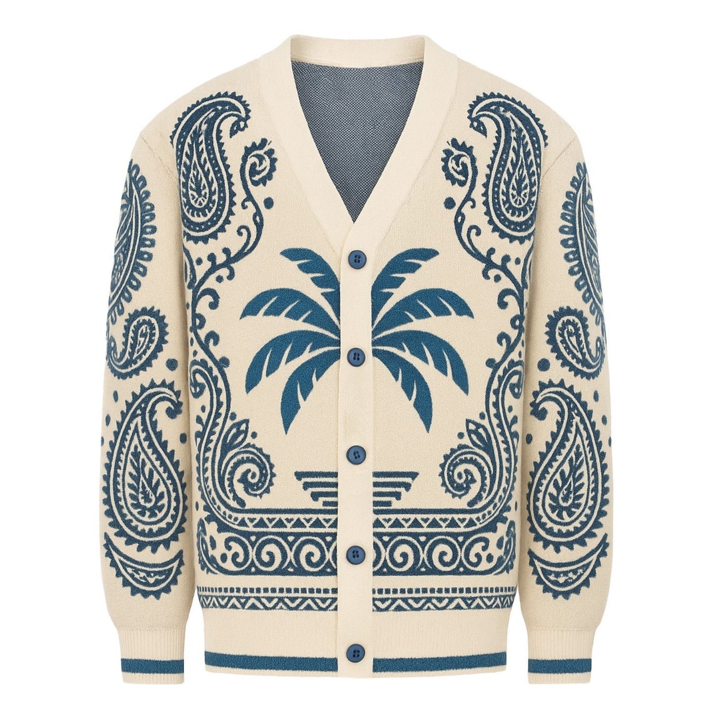Vintage Blue Jacquard Jacket for Men