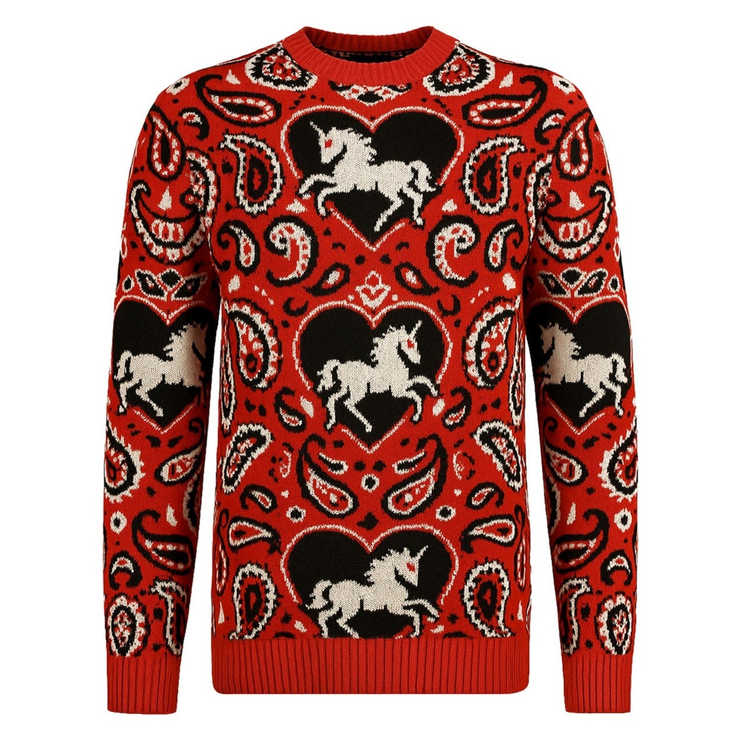 Pull vintage animal Paisley red for men