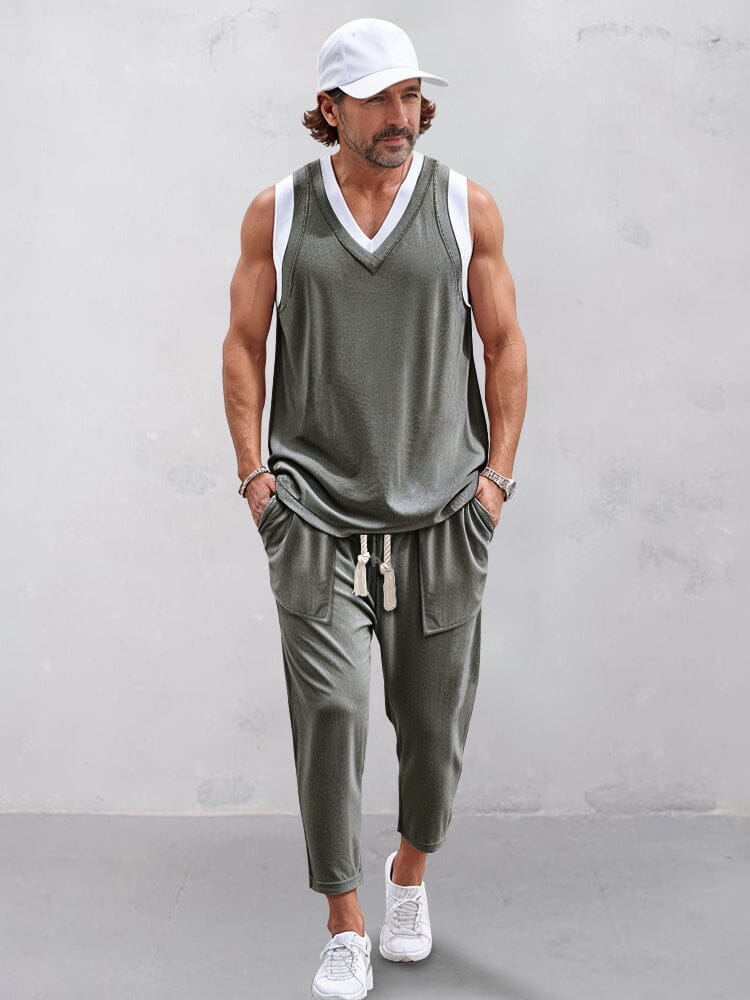 Two-Piece Top and Trouser Set Faux