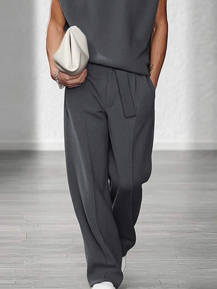 Casual Urban Sleeveless Top Set with Shoulder Pads