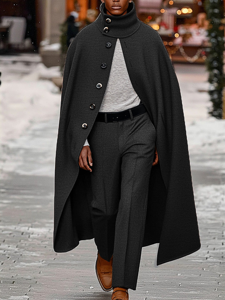 Modern cape with high collar and trousers