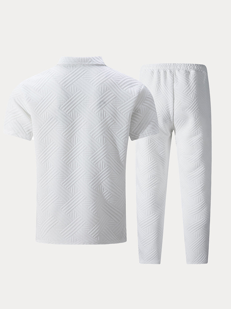 Elegant Textured Jacquard Polo Set