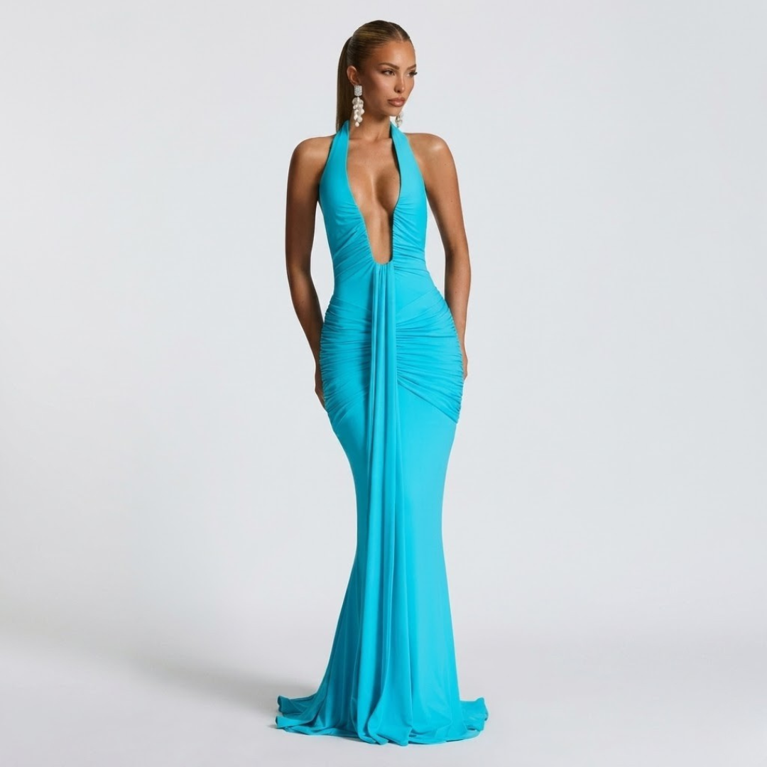 Women’s Elegant Halter Neck Maxi Dress for Evening Events