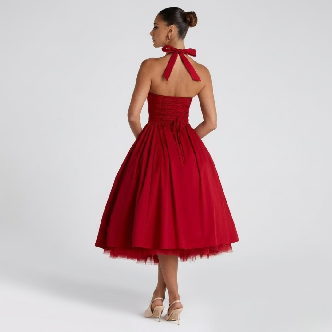 Women’s Elegant Halter A-Line Evening Midi Dress