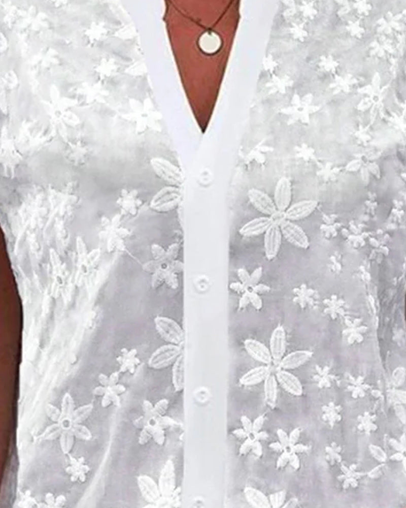 Coralie | Short Sleeve Blouse with V-Neck