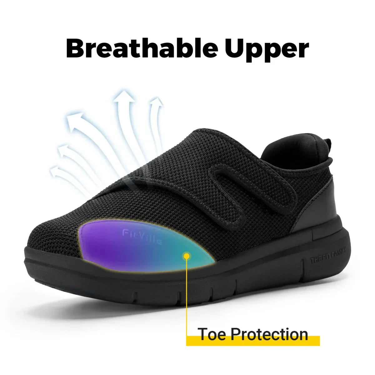 Men's Black Breathable Casual Summer Shoes with Velcro