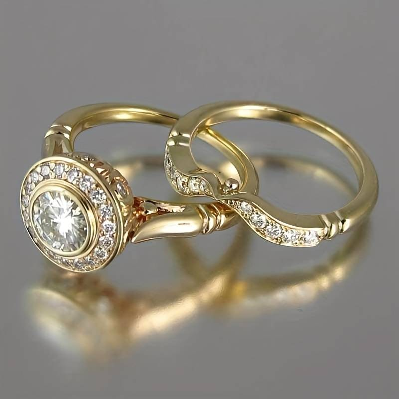 Vintage Gold and Zircon Ring Set