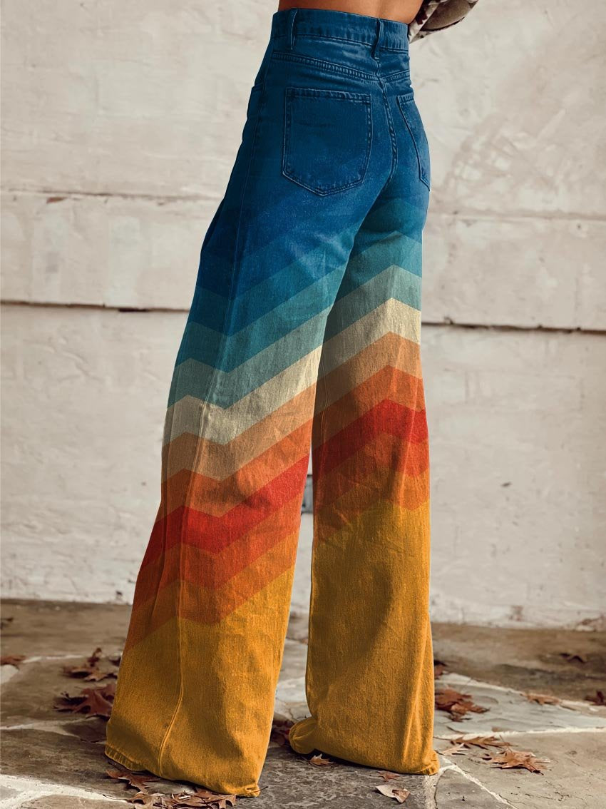 DESIA - RETRO CHEVRON WIDE LEG TROUSERS