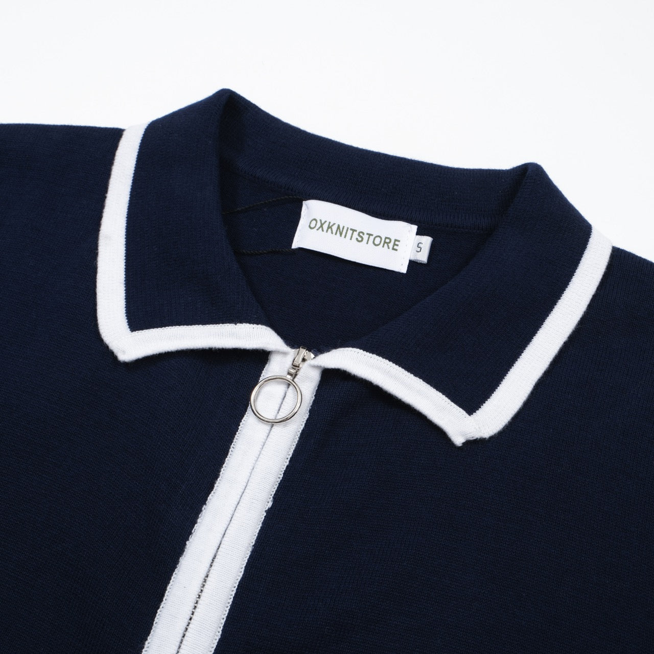 1960s Mod Zip-Up Jacket for Men โ Navy with White Trim