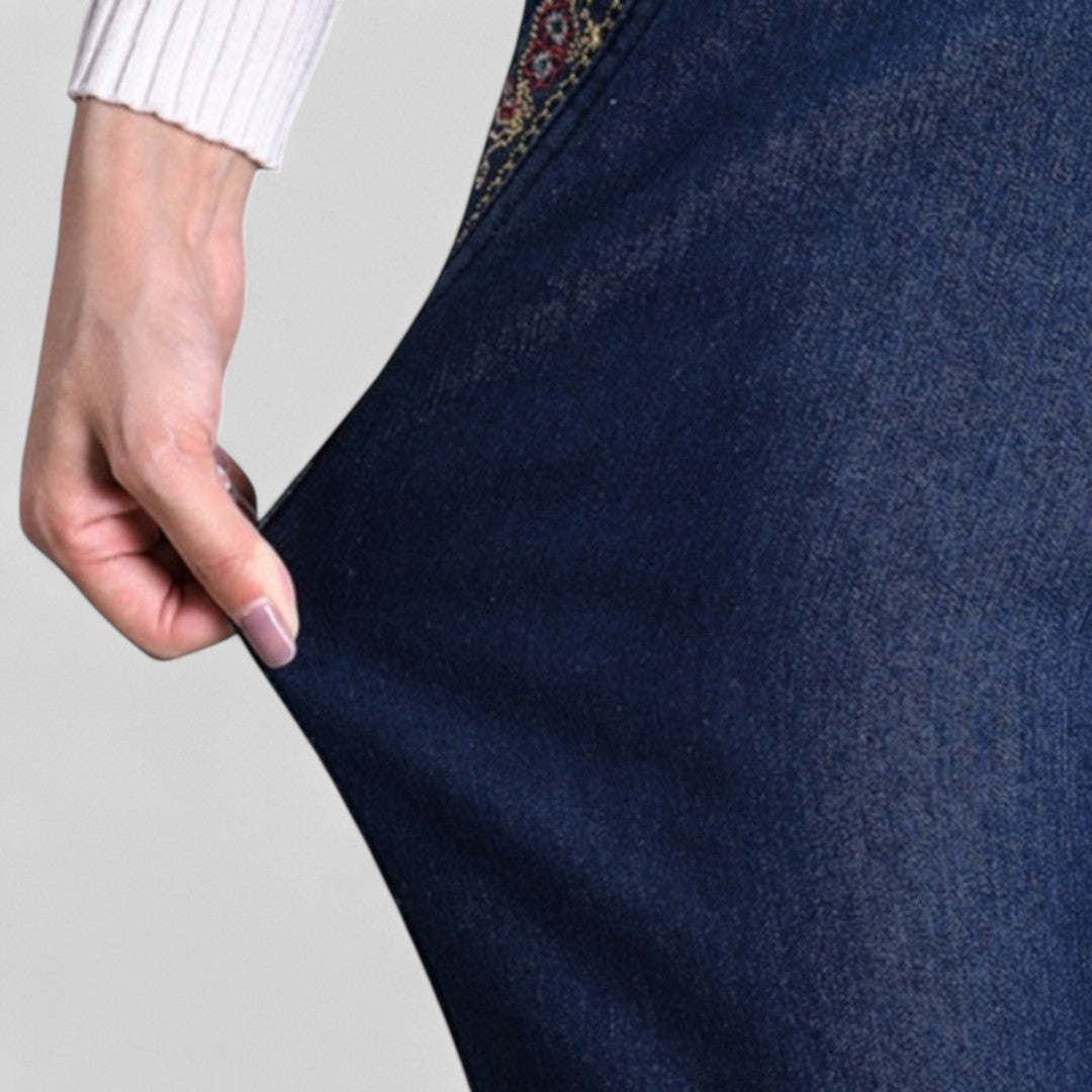 Colombe – Women's Jeans with Side Pockets and Elastic Waist