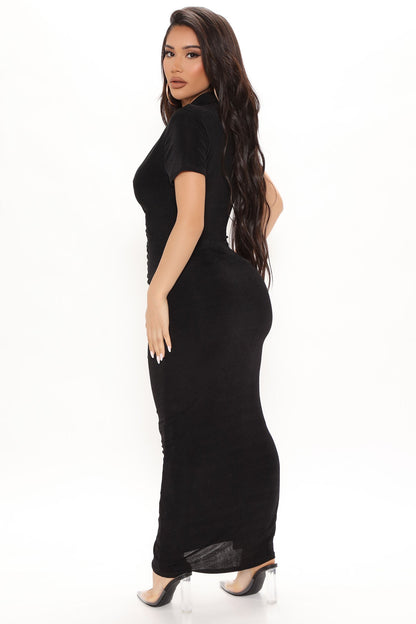 Maxi Slinky Soft and Silky Dress - Black