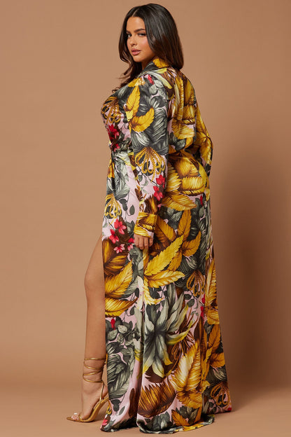 Teresa Floral Satin Maxi Dress - Multi Colour
