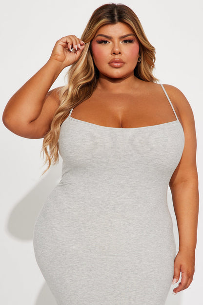 Madelyn Maxi Dress Micro Ribbed - Grey Mélange