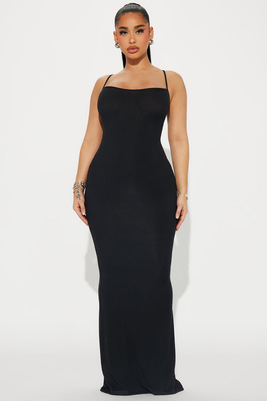 Maxi Dress Micro Ribbed Madelyn - Black