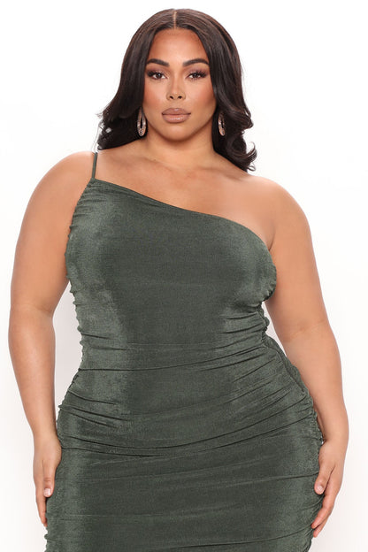 Midi Slinky Dress - Hunter
