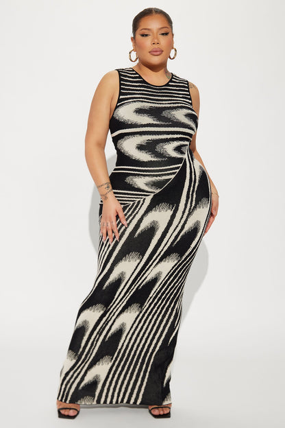 Kira Maxi Dress - Black/White